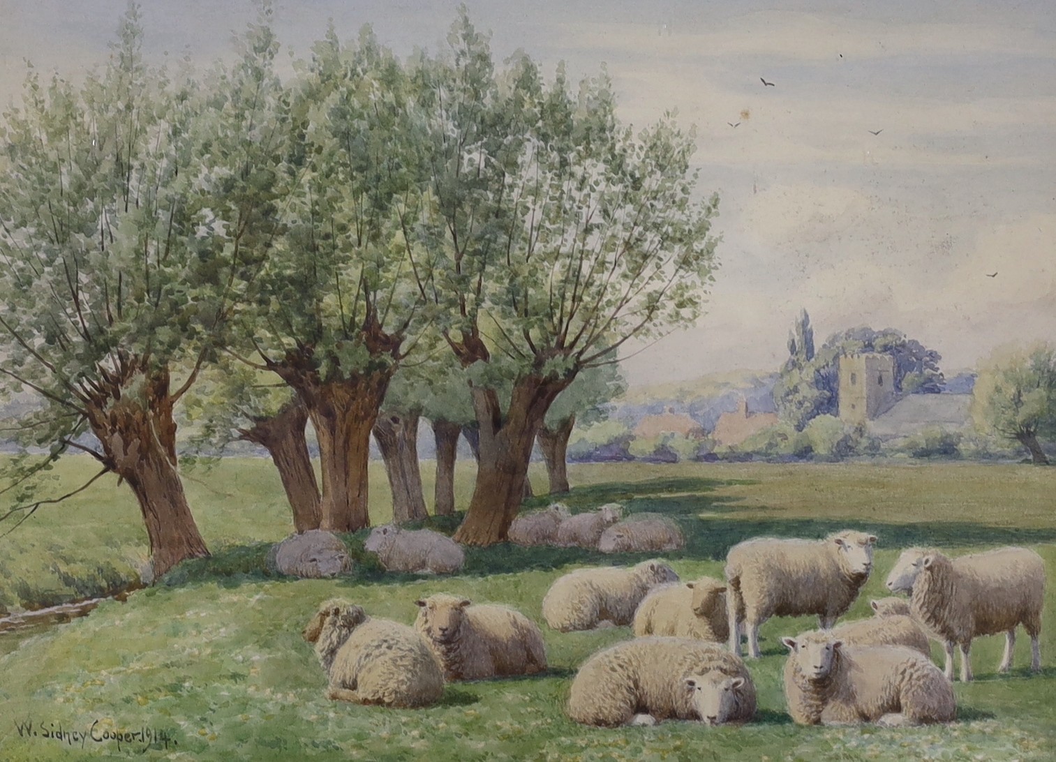 William Sidney Cooper (1854–1927), watercolour, 'Near Minster', signed and dated 1914, 21 x 28cm